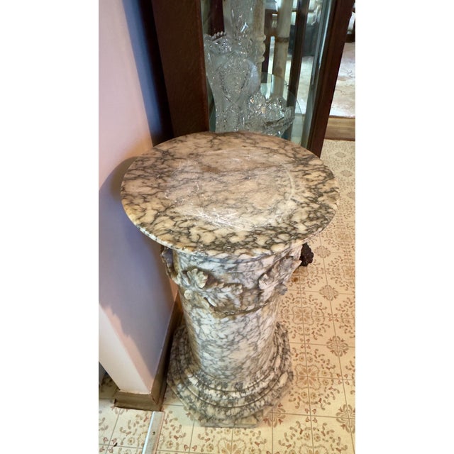 19th C Italian Neo-Classical Carrera Marble Column Grape Motif For Sale In New York - Image 6 of 7