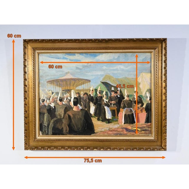Le Pardon de la Joie Saint Guénolé, 1970s, Oil on Wood, Framed For Sale - Image 14 of 18