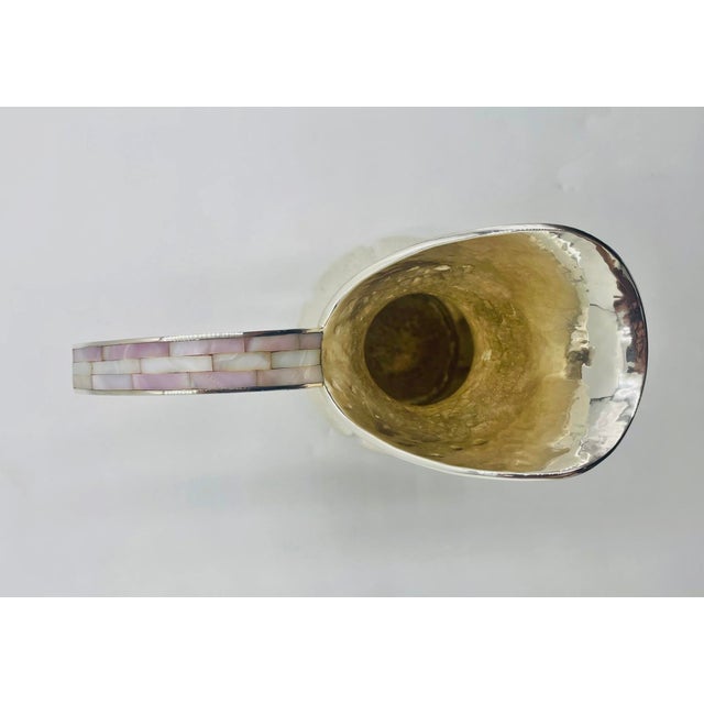 1960s Los Castillo Silver-Plated & Mother of Pearl Water Pitcher, Mexican Modernism For Sale - Image 14 of 18