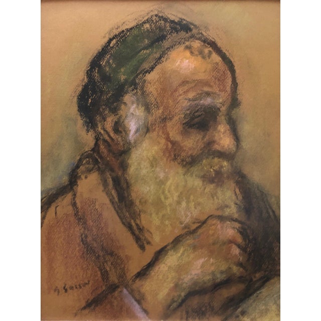 Bernard Gussow, Judaica Pastel Portrait Rabbi Painting WPA Era Artist, Social Realist, c.1940s For Sale In Miami - Image 6 of 6
