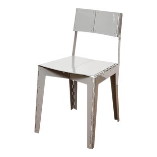 Cappellini Pale Grey Metal Folding "Stitch" Chair For Sale