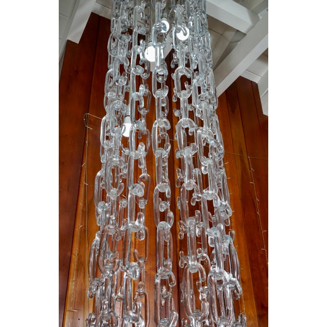 10 Ft. Chain Link Hand Blown Murano Glass Chandelier in the Style of Gino Vistosi For Sale - Image 10 of 10