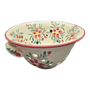 New Debco Handpainted Stoneware Ceramic Berry Bowl/Colander