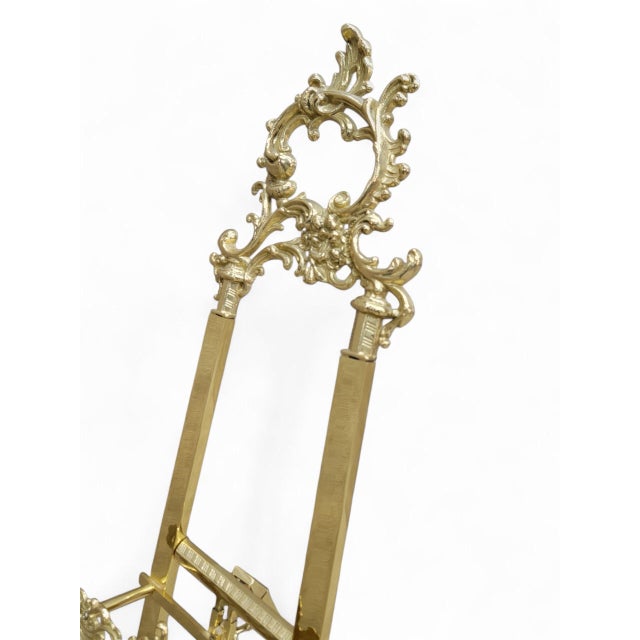 Gold Vintage Italian Rococo Style Brass Painting Easel For Sale - Image 8 of 9