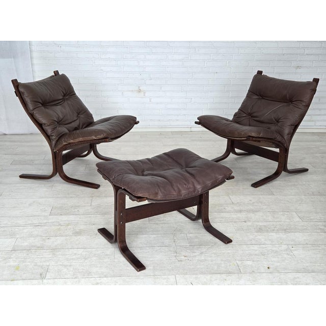 Norwegian Model Siesta Chairs and Ottoman by Ingmar Relling for Westnofa, 1970s, Set of 3 For Sale - Image 17 of 17
