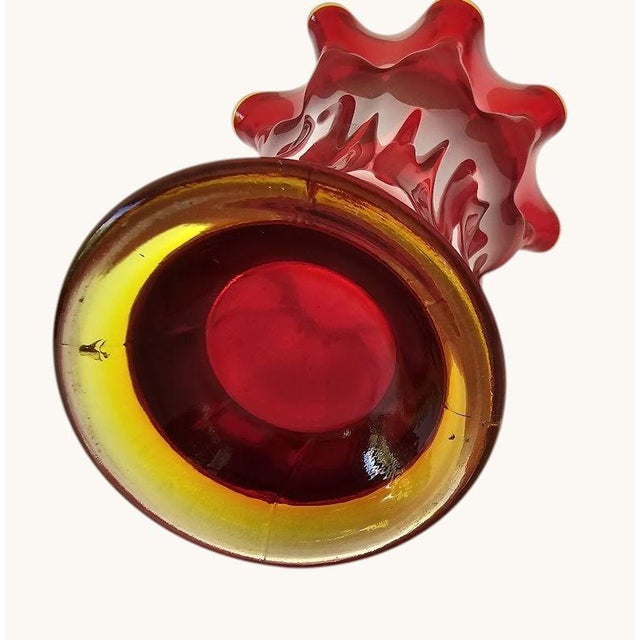 Ruby Red Vintage Viking Art Glass Vase Epic Amberina Flared Rim - 8 Inches - Glows For Sale - Image 8 of 11