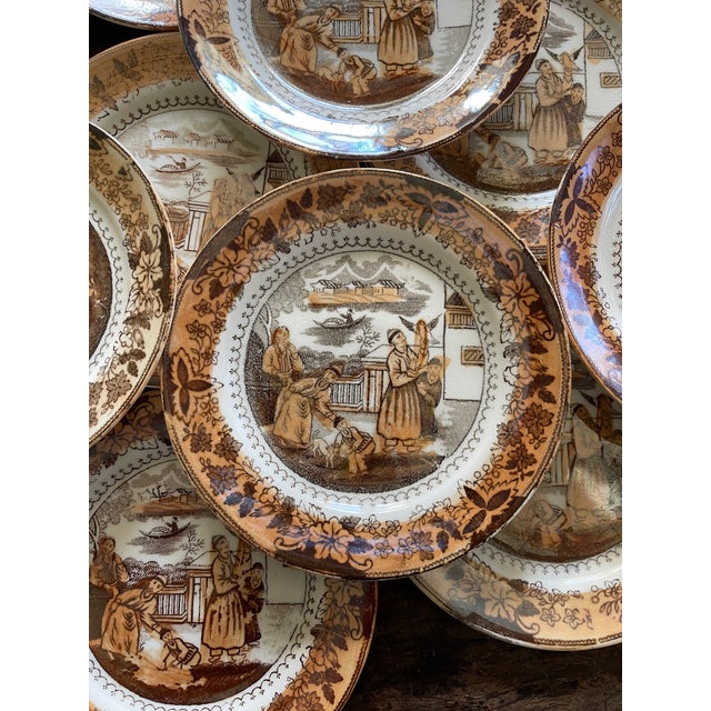 19th Century Copper English Transferware Chinoiserie Plates - Set of 14 For Sale - Image 11 of 12