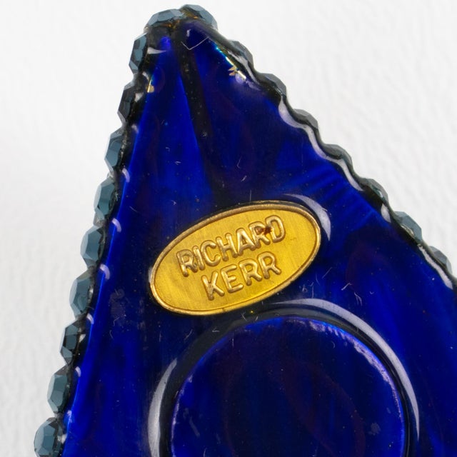 Richard Kerr Clip Earrings Blue and Silver Crystal Rhinestones - 2 Pieces For Sale In Atlanta - Image 6 of 6