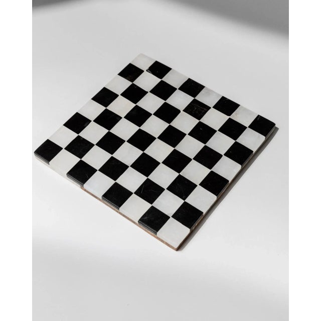 Black Vintage Black and White Marble Chessboard, Italy, 1960s, Set of 33 For Sale - Image 8 of 11