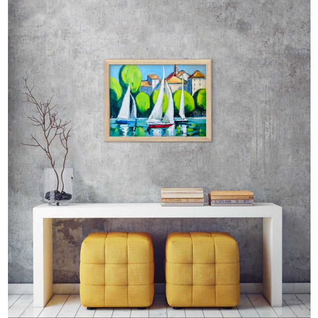Sailing the Riviera - Contemporary Oil Painting For Sale - Image 10 of 12