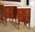Two, inlaid, two-drawer commodini on tapered legs with white, Carrara marble tops from Naples.
