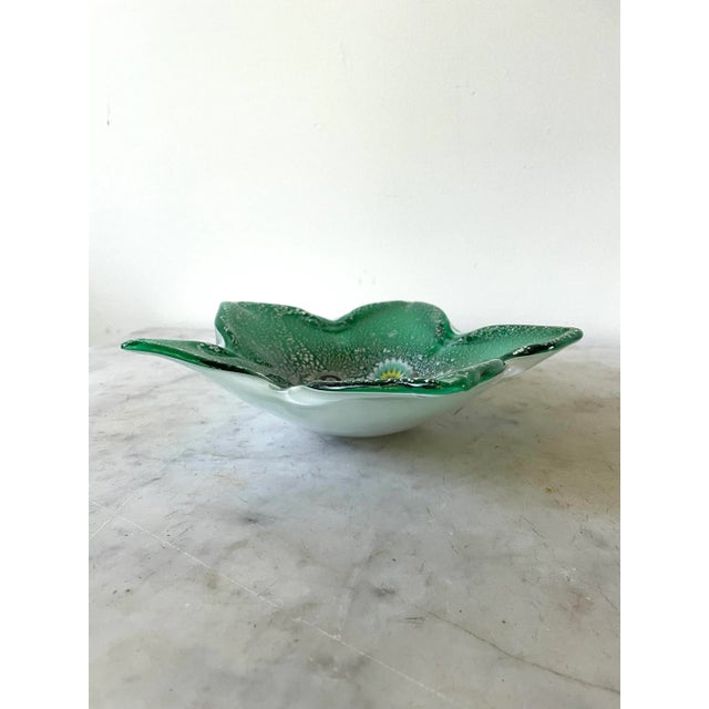 Vintage Fratelli Toso Mid Century Green and Silver Bowl For Sale In New York - Image 6 of 8
