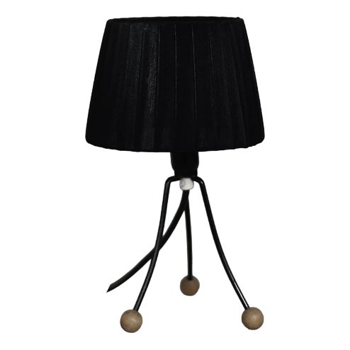 Table Lamp with Black Lampshade, Poland, 1960s For Sale