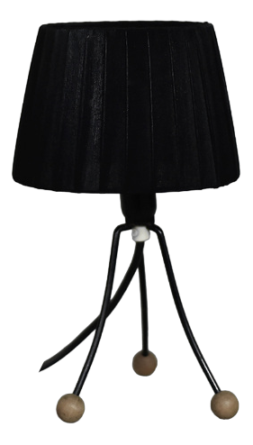 Table Lamp with Black Lampshade, Poland, 1960s