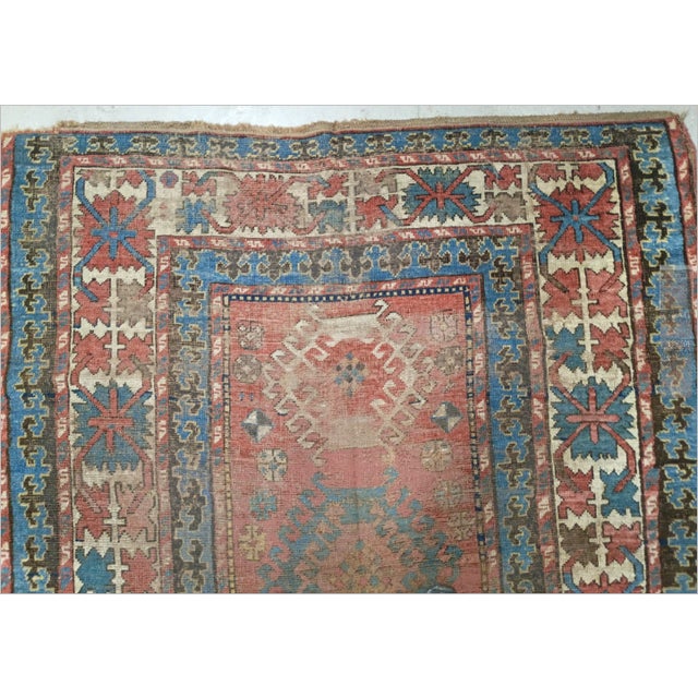 1910s Distressed Antique Hand-Knotted Caucasian Gallery Rug. 4'7'x 8'10". For Sale - Image 5 of 18