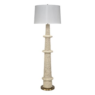 Jamie Young Rowan Floor Lamp in Cream Wood Beads For Sale
