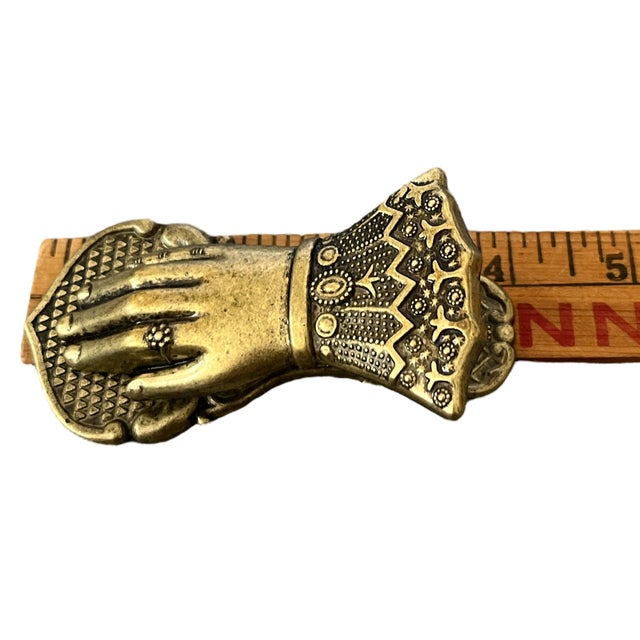 1970s Vintage Bronze Brass Victorian Lady's Hand Metal Note Clip Bookmark For Sale - Image 5 of 7