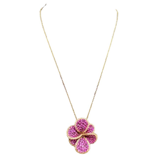 Designer Effy's Natural Pink Sapphire & Diamond Pendant /Necklace 14Kt Rose Gold For Sale - Image 15 of 18