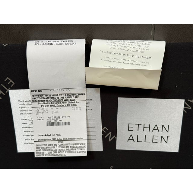 Eastern King Size Ethan Allen Tufted Nailhead Leather Bed Frame For Sale - Image 12 of 12