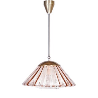 Mid-Century Modern Pendant Light in Chrome and Brass by Kamenický Šenov, Czech, 1960s For Sale
