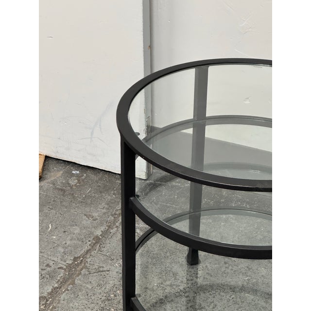 Black Tanner Round Glass End Table For Sale - Image 8 of 12