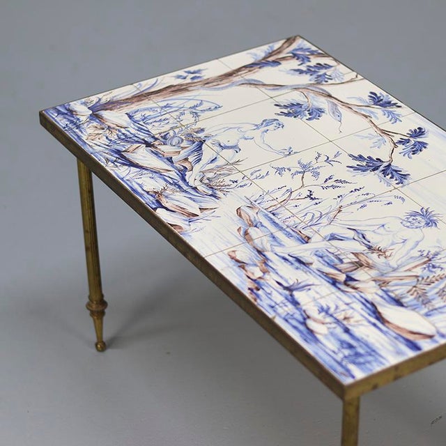 1960s Vintage Coffee Table with Brass Frame, 1960s For Sale - Image 5 of 13