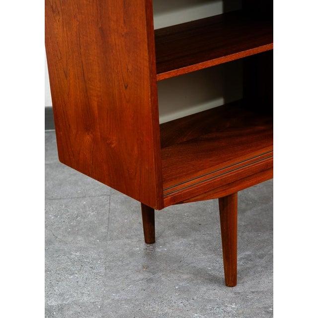 Mid Century Modern Credenza Media Cabinet Teak Sliding Door Compact Denmark For Sale - Image 10 of 12