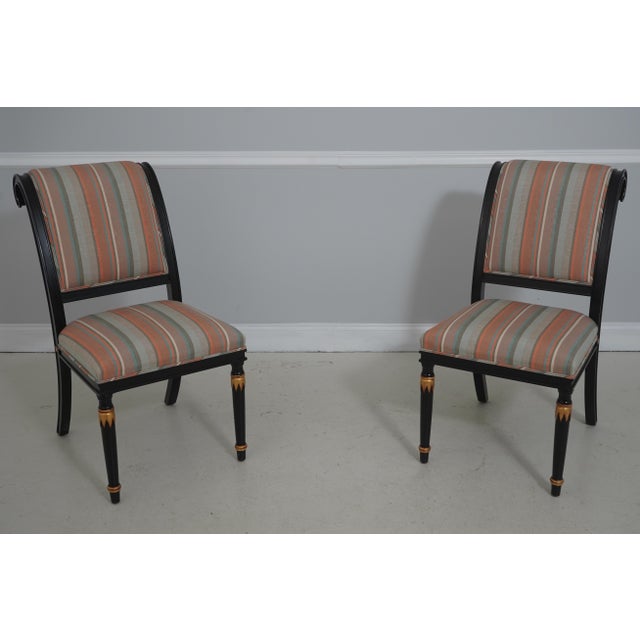 Set of 8 Fabrizi Black Upholstered Regency Dining Room Chairs For Sale - Image 12 of 18