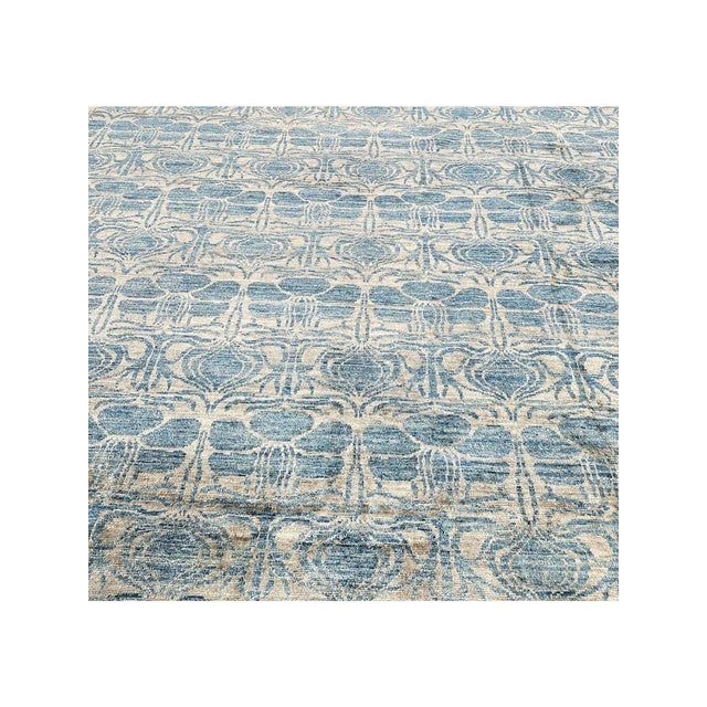 Blue Handwoven Modern Tribal Area Rug 12x18 For Sale - Image 8 of 10