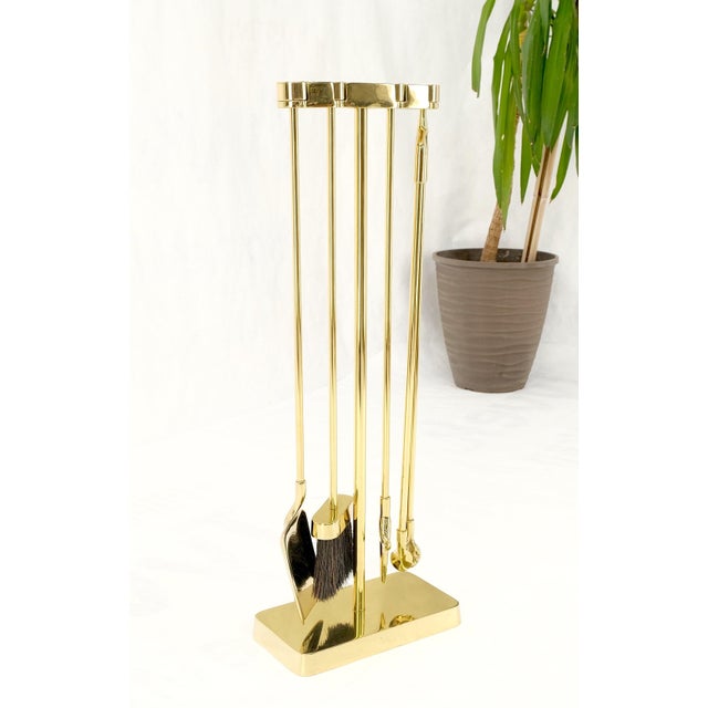 Set of Quality Mid Century Modern Brass Fireplace Tools For Sale - Image 11 of 16