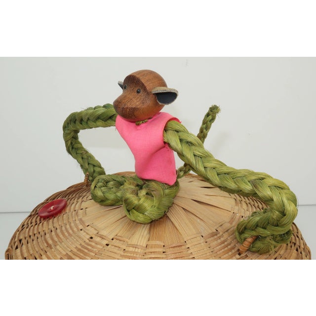 Kay Bojesen Vintage Teak & Rope Monkey Basket For Sale - Image 4 of 13