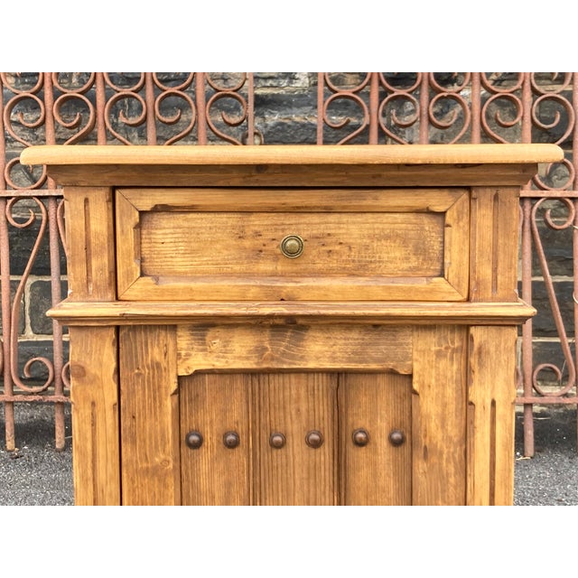 1910s Pine Nightstand With One Door and One Drawer For Sale - Image 5 of 15