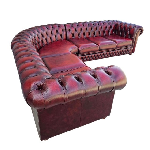 English Leather Chesterfield Sectional Sofa For Sale - Image 12 of 18