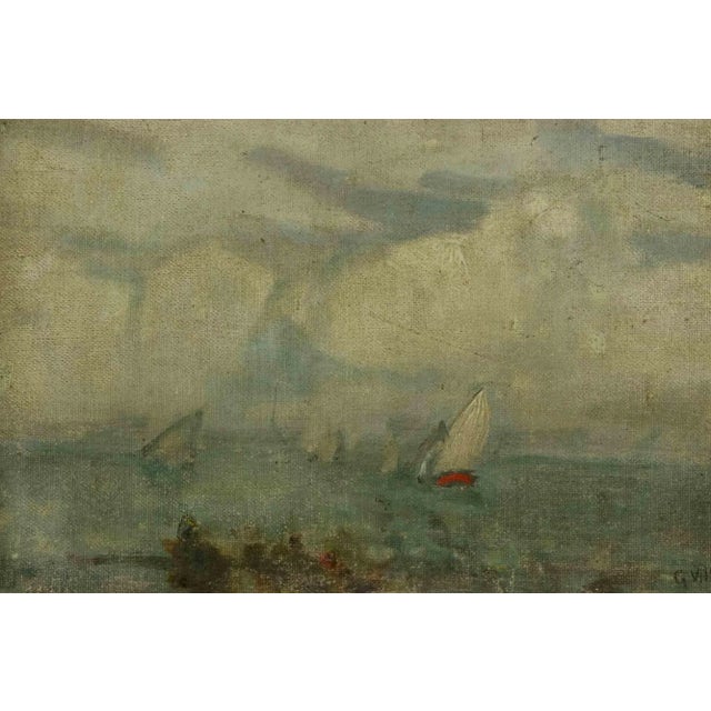 Gennaro Villani, Seaside, Mixed Colored Oil on Canvas, Early 20th-Century For Sale - Image 5 of 5