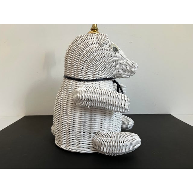 Wood 1970s Wicker Bear Lamp & Shade For Sale - Image 7 of 12