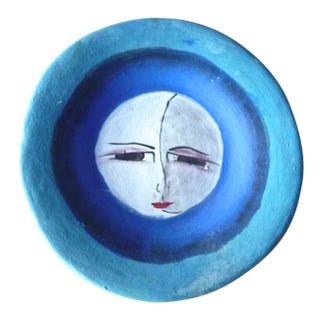 Handpainted Face, Vintage Original Art Mexican Pottery Wall Hanging For Sale