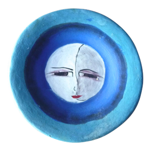 Handpainted Face, Vintage Original Art Mexican Pottery Wall Hanging