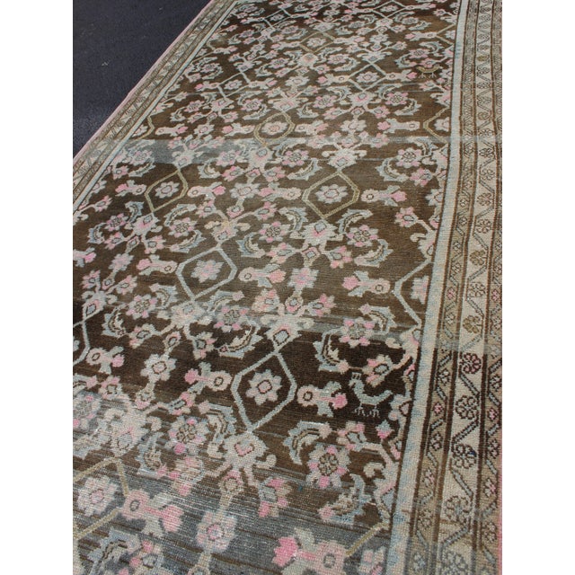 Pink, Gray, Charcoal and Brown Vintage Hamadan Rug With Flower Design For Sale In Atlanta - Image 6 of 13