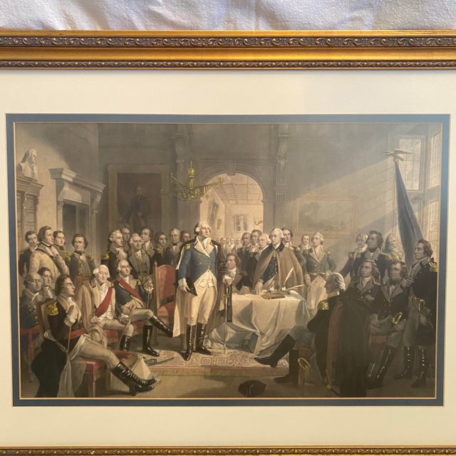 American “Washington and His Generals” Framed and Matted Print For Sale - Image 3 of 12