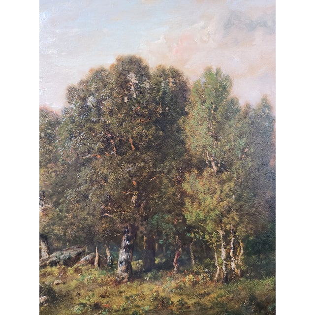 Late 19th Century Claude E. Picault Antique Oil Painting 19th Century Pastoral Pond Landscape For Sale - Image 5 of 17