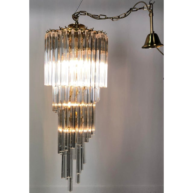Metal Vintage Glass Crystals Cascade Chandelier in the Style of Paolo Venini, 1980s For Sale - Image 7 of 13