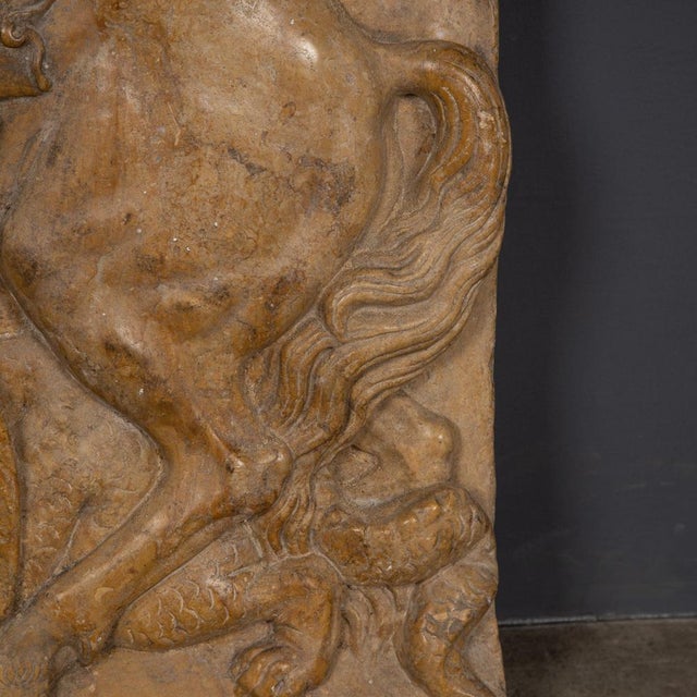 19th Century Italian Marble Plaque of George Slaying the Dragon, 1870 For Sale - Image 16 of 18
