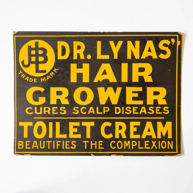 Dr. Lynas Hair Grower Toilet Cream | Antique Quack Medicine Sign For Sale - Image 11 of 11