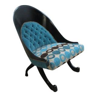 Hollywood Regency Style Modern Scoop Back Fireside Lounge Club Chair For Sale