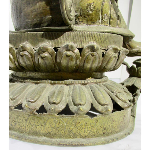 Antique Nepalese Green Tara Brass Sculpture For Sale - Image 11 of 12