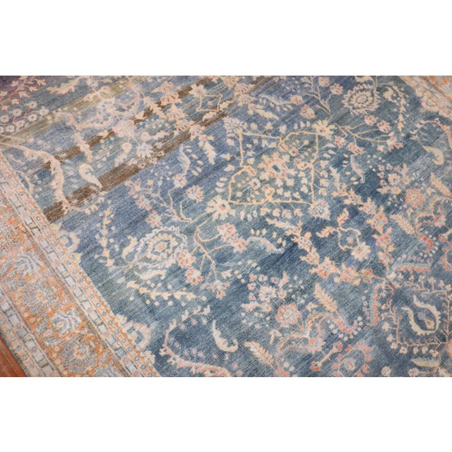 Zabihi Collection Blue Persian Sarouk Rug For Sale - Image 11 of 12