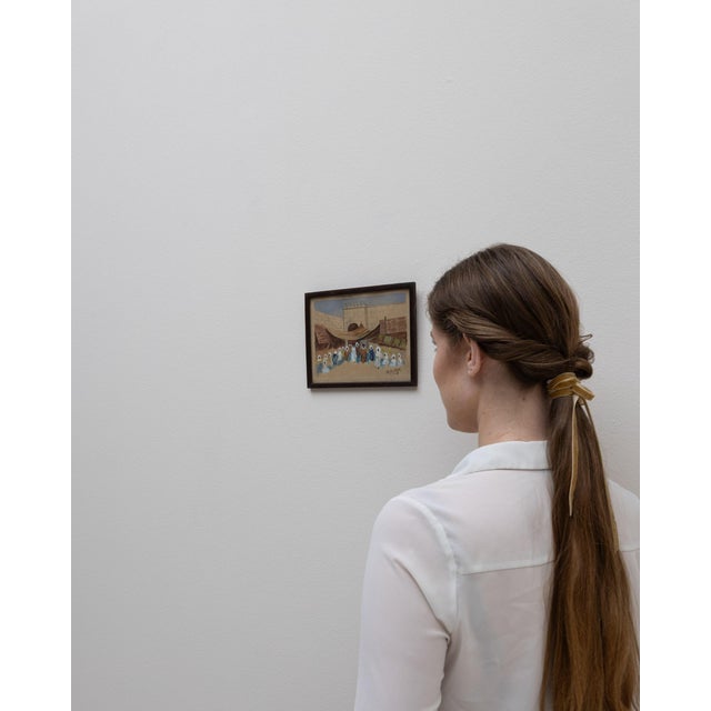 Paint 20th Century French Village Painting With Wooden Frame For Sale - Image 7 of 18