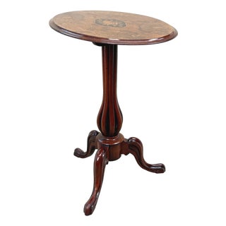 Victorian Oval Burr Walnut Tripod Table, 1870 For Sale
