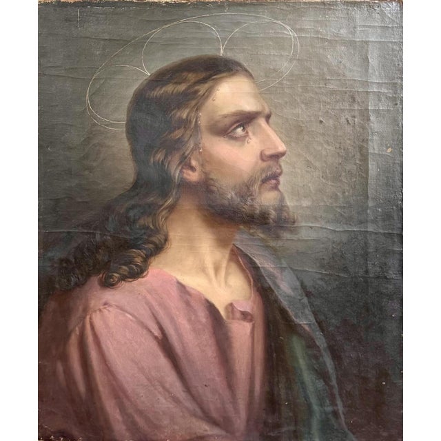 Christ in Prayer, 1800s, Oil on Canvas For Sale - Image 7 of 7