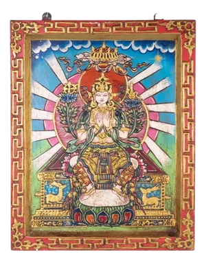 Embossed Painting with Decorated Frame Depicting White Tara
